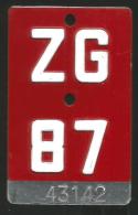 Velonummer Zug ZG 87 - Kennzeichen & Nummernschilder