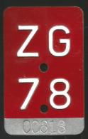 Velonummer Zug ZG 78 (sehr Schön) - Kennzeichen & Nummernschilder
