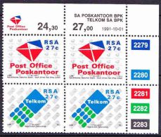 South Africa -1991 - Establishment Of Post Office Ltd And Telkom - Control Block - Ungebraucht