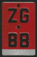 Velonummer Zug ZG 88 - Plaques D'immatriculation