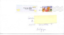 France ATM Vignette LISA Type Avions En Papier Et Noël Sur Lettre Vers Belgique - 2000 « Avions En Papier »