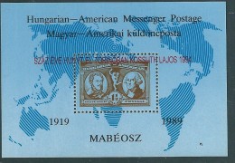 2422 Hungary Messenger Postage Stamp On Stamp Ovprt Memorial Sheet MNH - George Washington