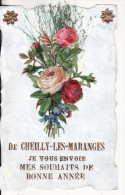 Carte Postale Fantaisie CHEILLY-LES-MARANGES-Saône Et Loire- Je Vous Envoie Mes Souhaits BONNE ANNEE - FLEUR Et DECOUPIS - Autres & Non Classés