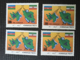 Overprint 1994 Map Of Irán And Azerbaijan - Aserbaidschan