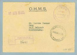 Ozeanien Tonga 1966-01-29 R-Brief Nuku'Alofa O.H.M.S. Airmail N.Balgach CH - Tonga (...-1970)