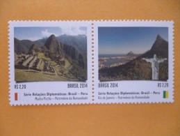 Brasil 2014 ** Relaciones Diplomáticas Brasil-Peru. Machu Picchu Y Río De Janeiro; Patrimonio De La Humanidad. - Nuevos
