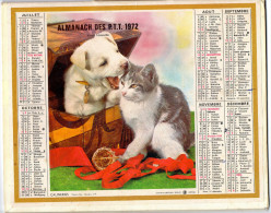 ALMANACH P TT 1972)   GERS-ANNEE BISSEXTILE - CHIEN ET CHAT: CALINERIES ,ENTENTE-PHOTOS STUDIO J M  OBERTHUR - Calendarios