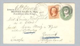 USA 1881-12-? GS-Umschlag Belleville Nach Zürich CH - Briefe U. Dokumente