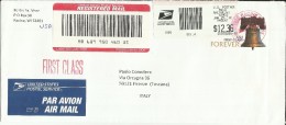 STATI UNITI  USA 25 01 2012 FIRST CLASS REGISTERED MAIL AIRMAIL POSTA AEREA SU BUSTA USED COVER LETTER - Briefe U. Dokumente