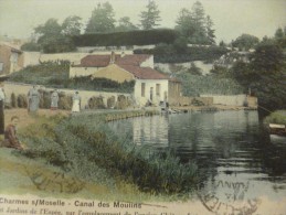 CPA Charmes Sur Moselle Canal Des Moulins Colorisée Animée. Vosges - Charmes