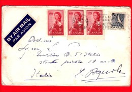 CANADA - Busta Viaggiata Nel 1959 Per L'Italia (L'Aquila)  (1959 - Queen Elizabeth II - 5 ¢) - Storia Postale