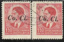 OCCUPAZIONI ITALIANA ITALY ITALIA LUBIANA 1941 Co. Ci. 1,50 D COPPIA USATA PAIR USED OBLITERE´ - Ljubljana