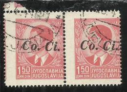 OCCUPAZIONI ITALIANA ITALY ITALIA LUBIANA 1941 Co. Ci. 1,50 D COPPIA USATA PAIR USED OBLITERE´ - Ljubljana