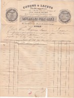 FACTURE 1875 PARIS. MICHELEZ FILS AINE COTONS & LACETS Bd SEBASTOPOL. CERES 25c ETOILE PLEINE / ROUGE-I 6 - Non Classés