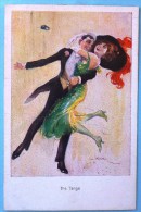 CPA Litho Illustrateur USABAL W.S.S.B. WSSB 1068 Couple Danse DANSEUR Elegant  LOUP CHAPEAU PLUME LE TANGO - Usabal