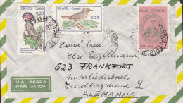 Brazil Via Aerea Par Avion FRIBURG 1968? Cover Letra FRANKFURT Germany Bird Vogel Oiseau Gymnasium Book Buch - Cartas & Documentos