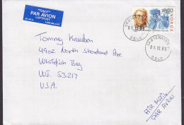 Norway PAR AVION Luftpost Label Deluxe SKØYENÅSEN 1988 Cover Brief WHITEFISH BAY United States Salvation Army Heils Armé - Storia Postale