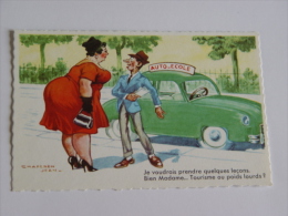 CARTE POSTALE ILLUSTRATEUR JEAN CHAPERON-JE VOUDRAIS PRENDRE QUELQUES LECONS.BIEN MADAME...TOURISME OU POIDS LOURDS ? - Chaperon, Jean