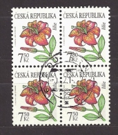 Czech Republic 2005 Gest ⊙ Mi 422 Sc 3262 Flowers, Lily. Viererblock,  Block Of Four Tschechische Republik  C1 - Oblitérés