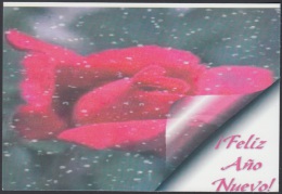 2000-EP-34 CUBA 2000. Ed.53e. ENTREGA ESPECIAL. HAPPY NEW YEAR. POSTAL STATIONERY. ERROR DE CORTE. ROSA. FLOWERS. UNUSED - Covers & Documents