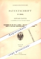 Original Patent - Edward Davies In Llandinam / Powys , Montgomery , 1880 , Injectors For Pumps , Llanidloes , Newtown !! - Montgomeryshire