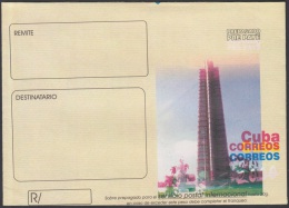 2000-EP-84 CUBA 2000. Ed.8. SOBRE CARTA. POSTAL STATIONERY. PLAZA DE LA REVOLUCION. ERROR DISPLACED COLOR. UNUSED. - Lettres & Documents