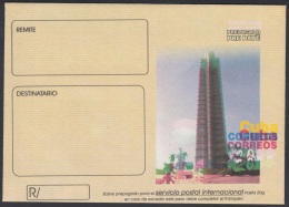 2000-EP-87 CUBA 2000. Ed.8. SOBRE CARTA. POSTAL STATIONERY. PLAZA DE LA REVOLUCION. ERROR DISPLACED COLOR. UNUSED. - Cartas & Documentos