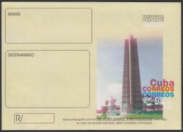 2000-EP-91 CUBA 2000. Ed.8. SOBRE CARTA. POSTAL STATIONERY. PLAZA DE LA REVOLUCION. ERROR COLOR DOUBLE. UNUSED. - Cartas & Documentos