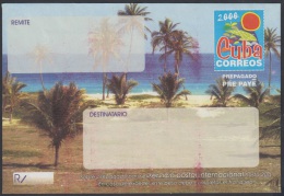 2000-EP-101 CUBA 2000. Ed.9. SOBRE CARTA. POSTAL STATIONERY. VARADERO BEACH. ERROR RED INK DISPLACED. UNUSED. - Cartas & Documentos