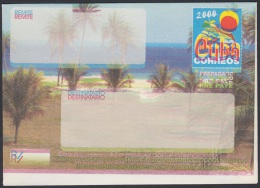 2000-EP-109 CUBA 2000. Ed.9. SOBRE CARTA. POSTAL STATIONERY. VARADERO BEACH. ERROR DISPLACED COLOR. UNUSED. - Storia Postale