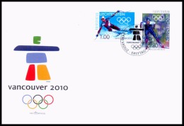 LIECHTENSTEIN, Winter OLYMPICS, VANCOUVER- 2010, First Day Cover, Olympics, Sports, Games, Skating, Ice, Logo, Rings. - Winter 2010: Vancouver