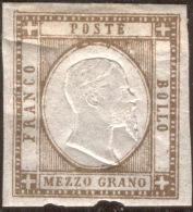 SI53D Italia Italy NAPOLI Province Napoletane.1861 Mezzo Grano Nuovo MLH Marrone Verdastro - Napels