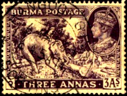 BURMA POSTAGE (MYANMAR)-PRE DECIMALS-ELEPHANT-FINE USED-B4-413 - Myanmar (Birmanie 1948-...)