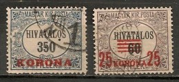 Timbres - Hongrie - Service - 1921/24 - 2  Timbres - - Dienstzegels