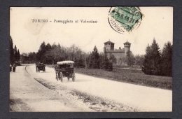 1913 TORINO PASSEGGIATA AL VALENTINO FP V SEE 2 SCANS ANIMATA CARROZZE - Parcs & Jardins