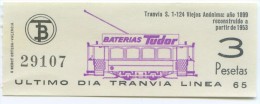 BILLETE DE TRANVIA DE BARCELONA / SERIE PRIMER DIA - ULTIMO DIA  / 1970 (7) - Europe