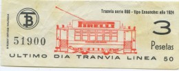 BILLETE DE TRANVIA DE BARCELONA / SERIE PRIMER DIA - ULTIMO DIA  / 1970 (7) - Europe