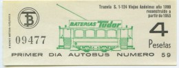 BILLETE DE TRANVIA DE BARCELONA / SERIE PRIMER DIA - ULTIMO DIA  / 1970 (7) - Europe