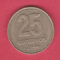 ARGENTINA  25 CENTAVOS 1996 (KM # 110a) - Argentinië