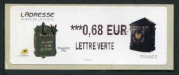 Timbre** De Dist. De 2015 LISA 2 "LV  0,68  € - LETTRE VERTE - Boites Aux Lettres : Mougeotte Et Symianette" - 2010-... Abgebildete Automatenmarke