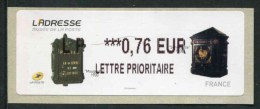 Timbre** De Dist. De 2015 LISA 2 "LP  0,76  € - LETTRE PRIORITAIRE - Boites Aux Lettres : Mougeotte Et Symianette" - 2010-... Abgebildete Automatenmarke