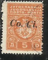 LUBIANA 1941 SEGNATASSE TASSE POSTAGE DUE TAXE Co. Ci. 5 D USATO USED OBLITERE´ - Lubiana