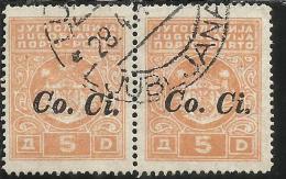 LUBIANA 1941 SEGNATASSE TASSE POSTAGE DUE TAXE Co. Ci. 5 D COPPIA USATA PAIR USED OBLITERE´ - Lubiana