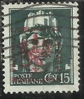 OCCUPAZIONE ITALIANA ITALY OVERPRINTED SOPRASTAMPATO ITALIA 1944 LUBIANA TEDESCA GERMAN OCCUPATION CENT. 15 USATO USED - Occup. Tedesca: Lubiana