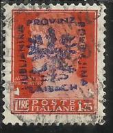 OCCUPAZIONE ITALIANA ITALY OVERPRINTED SOPRASTAMPATO ITALIA 1944 LUBIANA TEDESCA GERMAN OCCUPATION LIRE 1,75 USATO USED - Duitse Bez.: Ljubljana