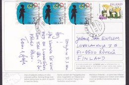 Iceland PPC Sea Parot Bird Vogel Oiseau REYKJAVIK 2001 RÖYKKÄ Finland 3-Stripe Olympic Games Pilze Mushroom (2 Scans) - Covers & Documents