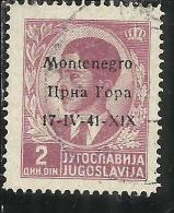 MONTENEGRO 1941 SOPRASTAMPATO DI JUGOSLAVIA YUGOSLAVIA OVERPRINTED 2 D USATO USED OBLITERE´ - Montenegro