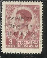 MONTENEGRO 1941 SOPRASTAMPATO DI JUGOSLAVIA YUGOSLAVIA OVERPRINTED 3 D USATO USED OBLITERE´ - Montenegro