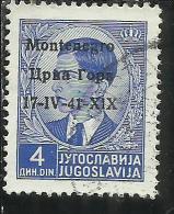 MONTENEGRO 1941 SOPRASTAMPATO DI JUGOSLAVIA YUGOSLAVIA OVERPRINTED 4 D USATO USED OBLITERE´ - Montenegro