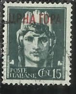 MONTENEGRO 1941 IMPERIALE SOPRASTAMPATO D´ITALIA ITALY OVERPRINTED CENT. 15 C USATO USED OBLITERE´ - Montenegro